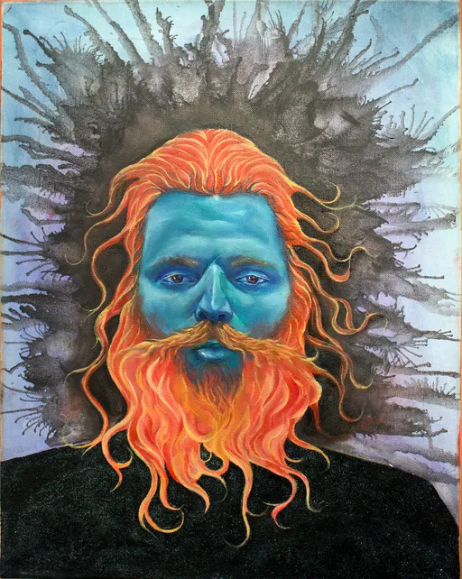Untitled (portrait, blue and flame)